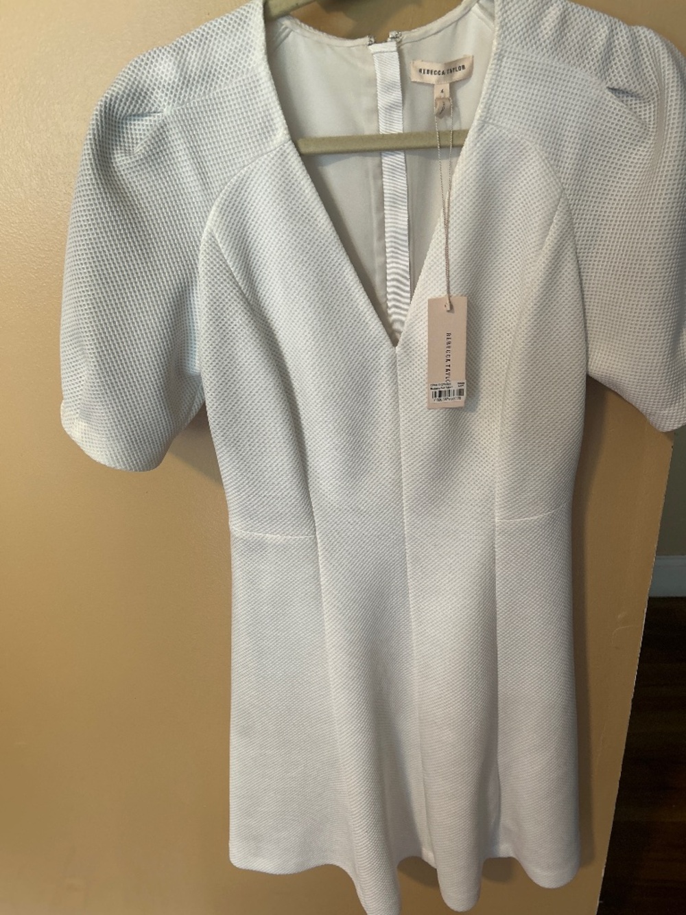 Rebecca Taylor white texture short sleeve dress size 4 NVT